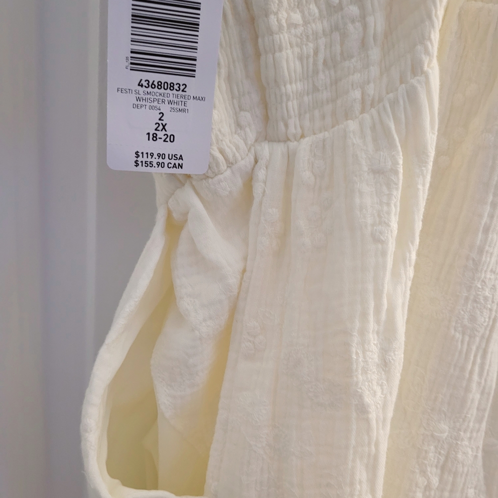 Women’s White Sundress - Elegant Tiered V-Neck Dress - Picture 7 of 11